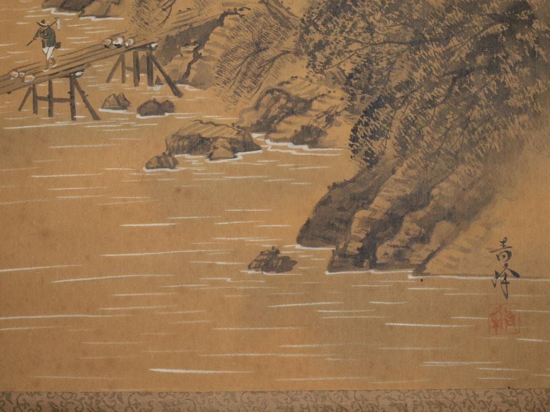 民間仕入れ品　中国清時代青沢作　掛け軸　肉筆絵　人物図 AK2159A9-2