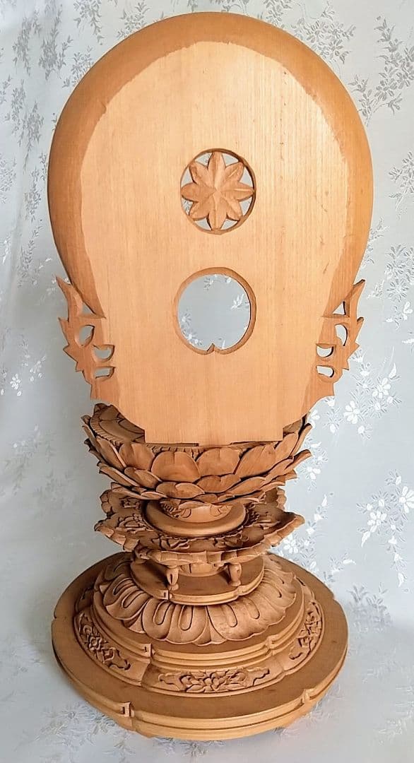 台座+光背 3.5寸坐像用#596 円台 円光 木彫 仏像付属品