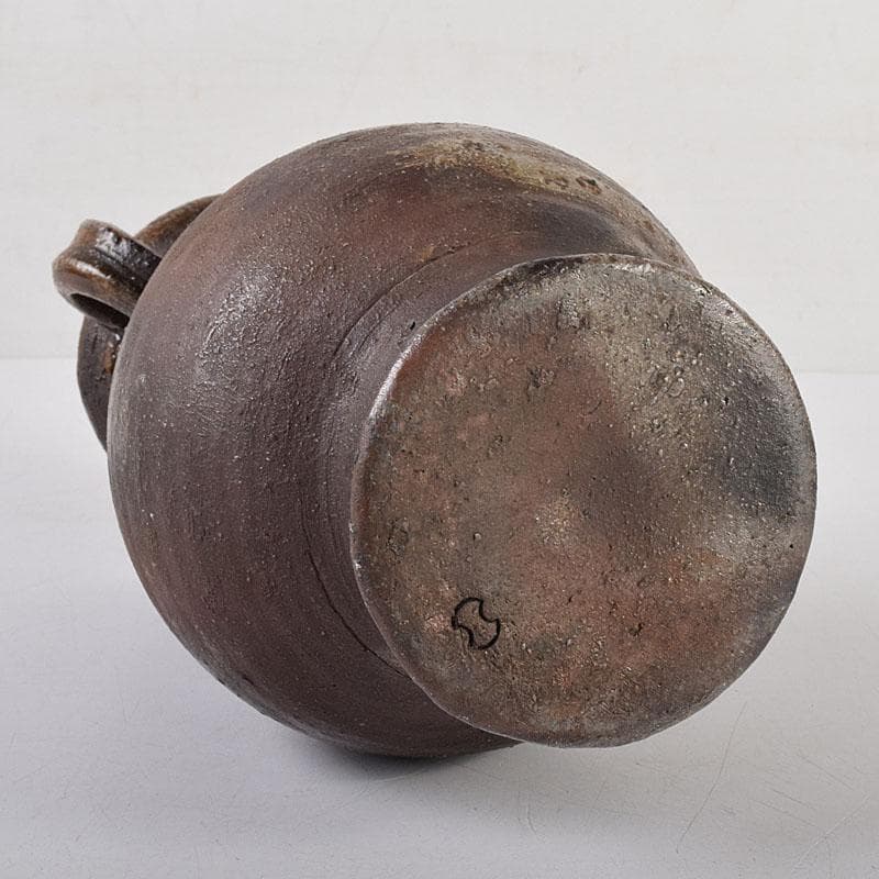 備前焼　人間国宝　金重陶陽作　耳付花入　共箱　M　R8532