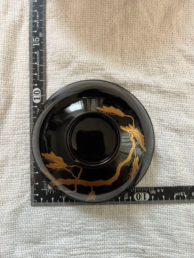 【輪島塗】漆器 椀 10個セット 黒 金色装飾 蒔絵　富士山