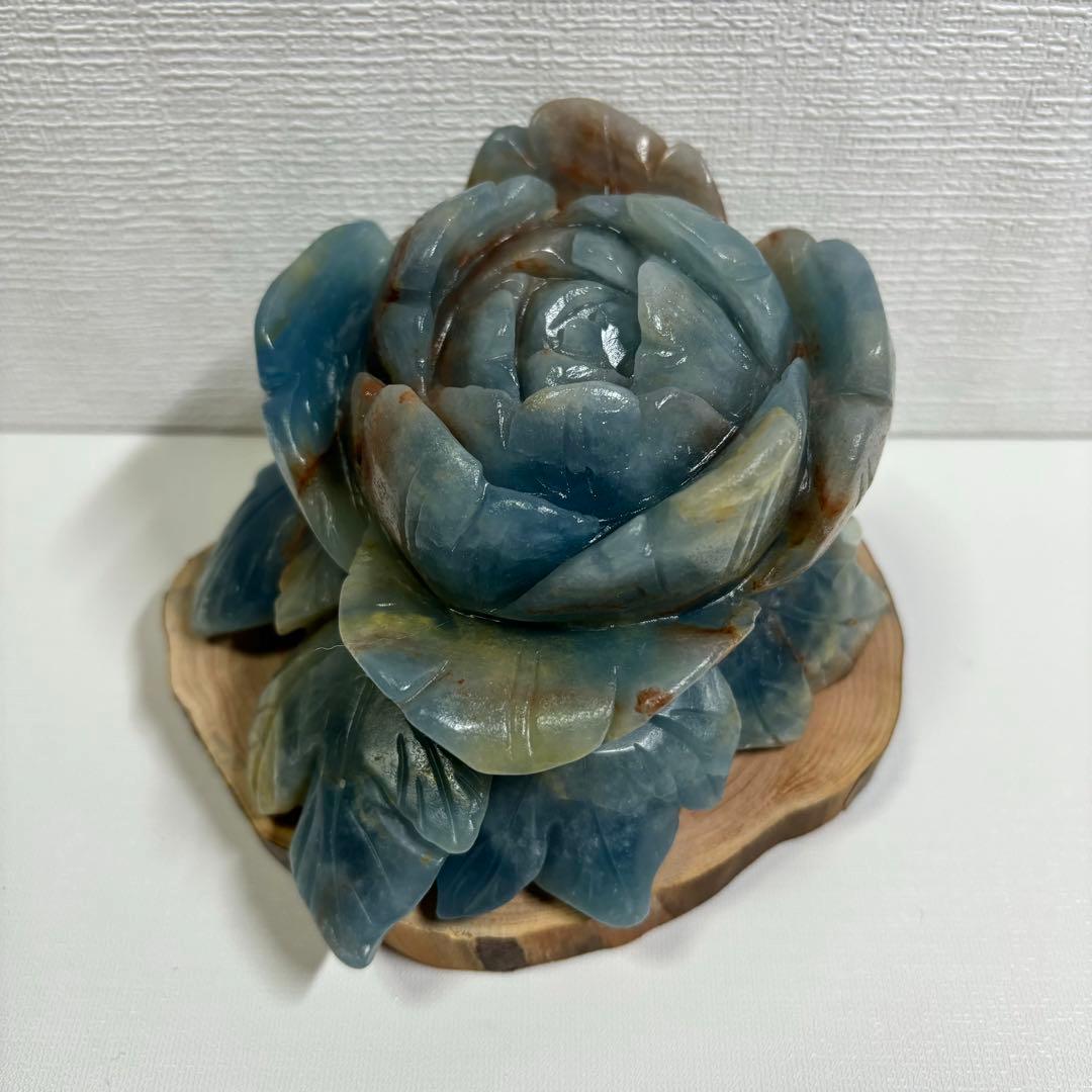 青瑪瑙 ブルーオニキス 彫刻 置物 カービング