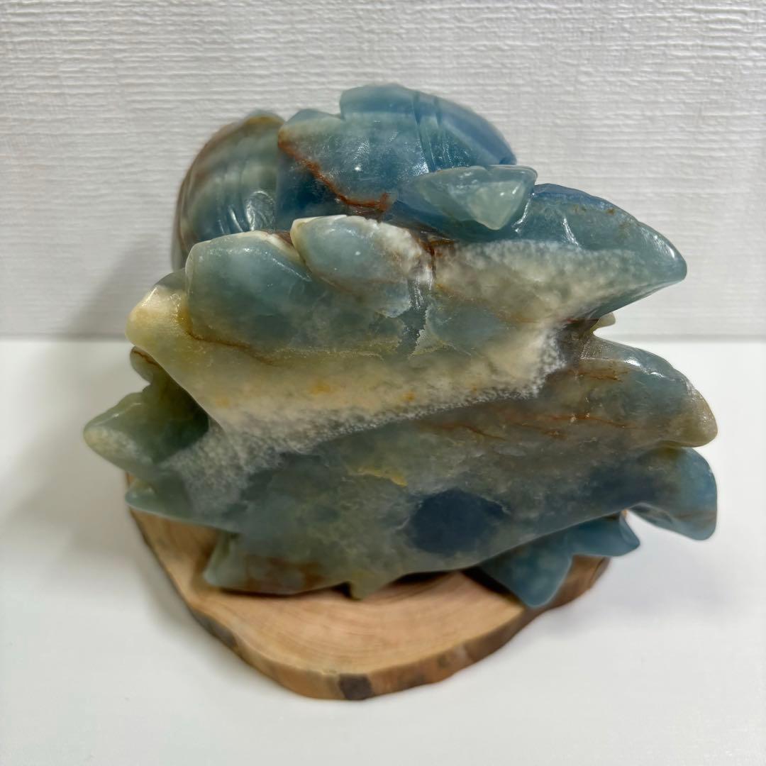 青瑪瑙 ブルーオニキス 彫刻 置物 カービング
