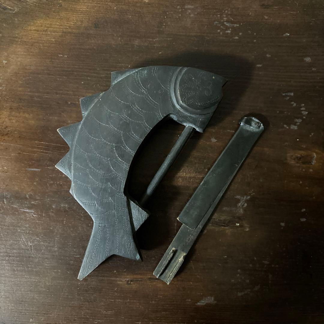 李朝　朝鮮王朝　魚型錠前　鍵　アンティーク　古道具　骨董　古美術　韓国骨董　清朝