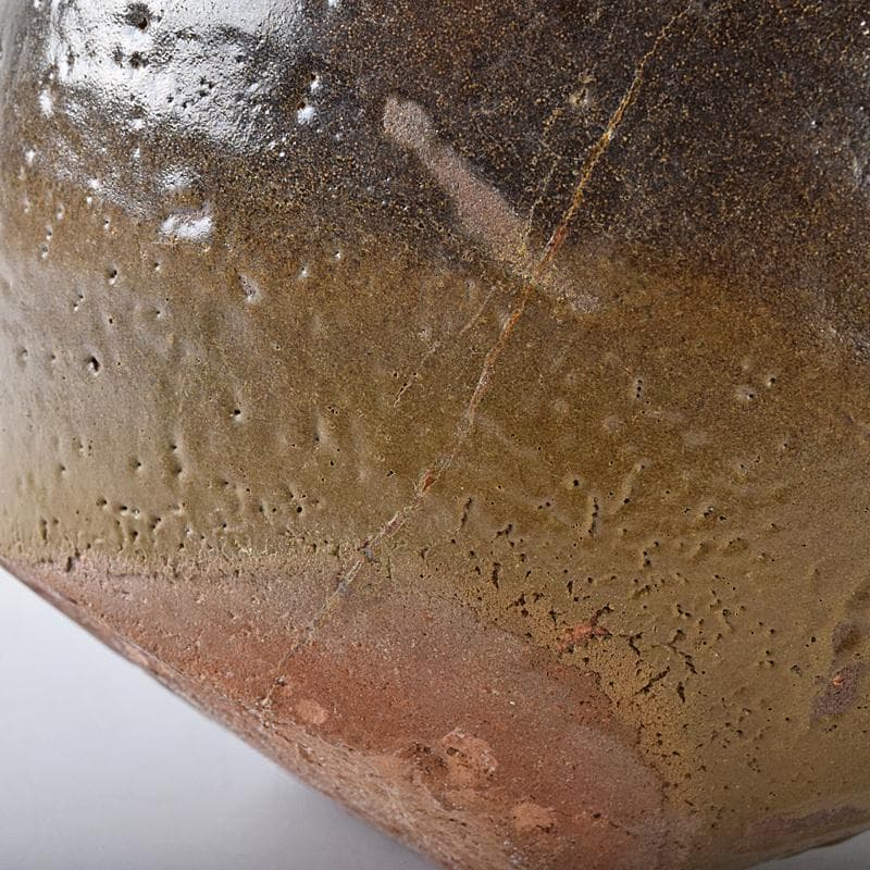 朝鮮美術　李朝　高麗黒釉　双耳壷　時代箱付　V　R8409B