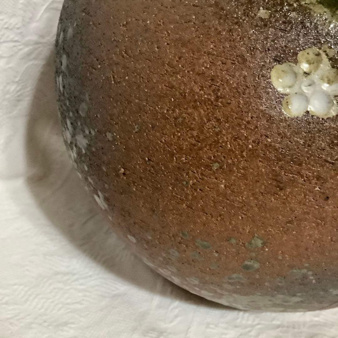 【新品　未使用】　信楽焼　「明山作」　花瓶　大型　取手茶道具　桐箱入り