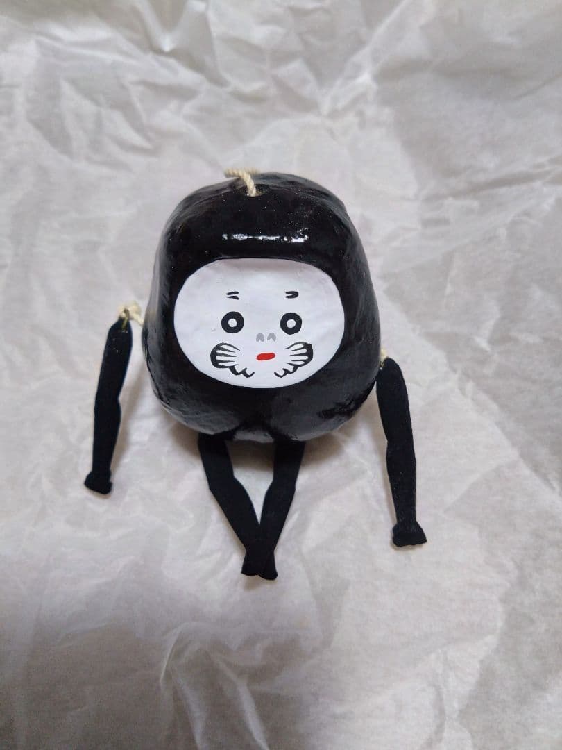 【レア】黒　ヤチコダルマ　ぶらぶらダルマ　張子　郷土玩具　縁起物