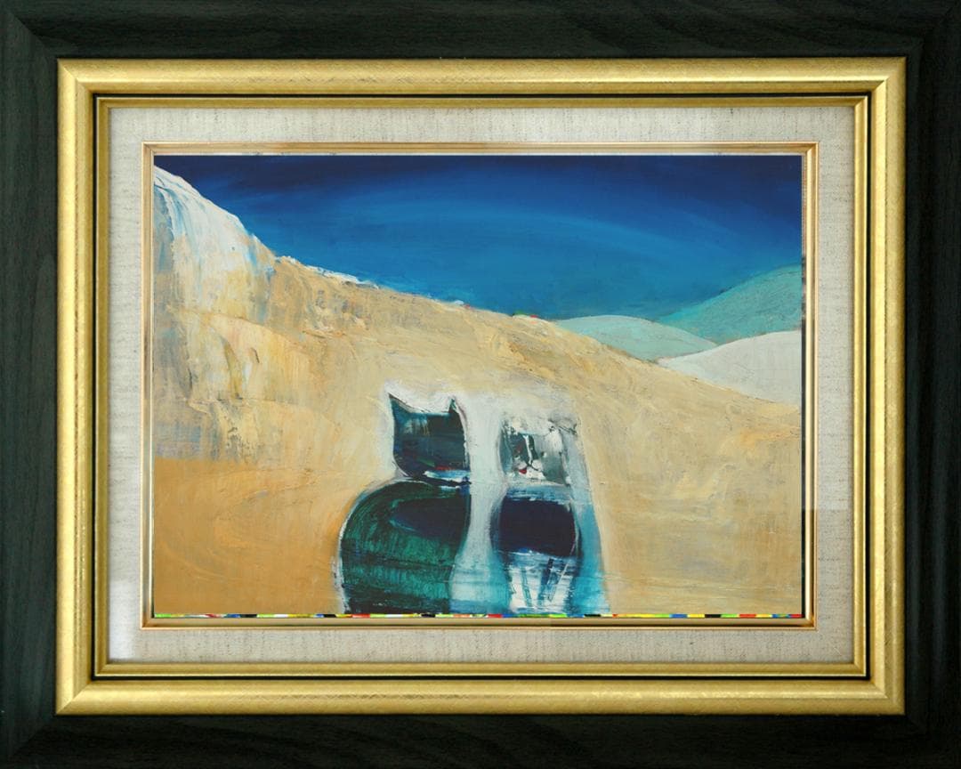 油絵 菅家令子 絵 絵画 インテリア 額付(白) F6-071019 猫たち