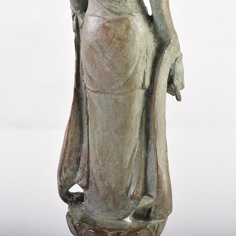 彫刻家　佐々木大樹作　青銅　観音像　仏像　重さ約1.9㎏　共箱　M　R7716B