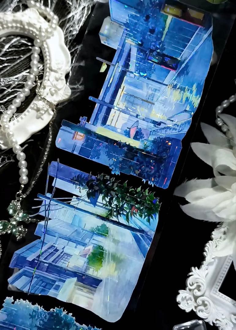 海外マスキングテープ巻売り 潮湿雨夜 風景マスキングテープ人物マステ