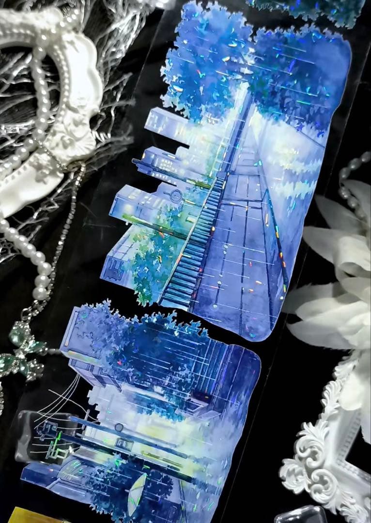 海外マスキングテープ巻売り 潮湿雨夜 風景マスキングテープ人物マステ