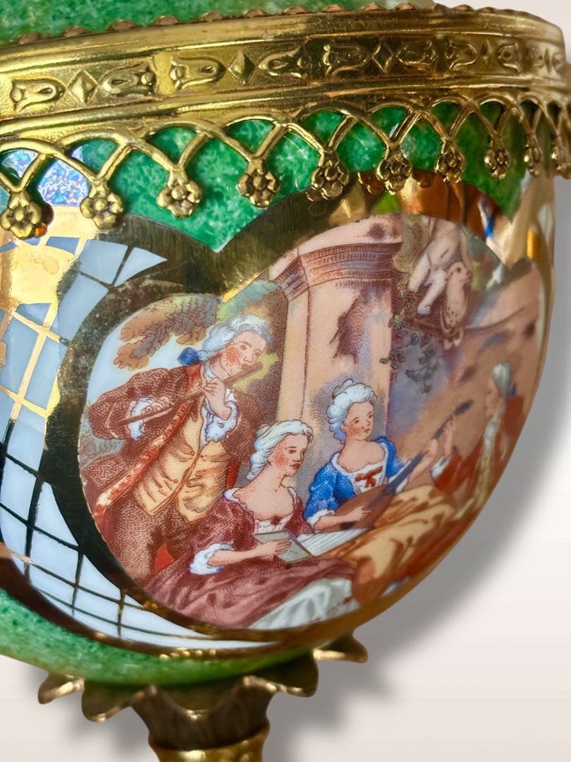 #Bronpor スペイン製 デコラティブ花瓶風　ブロンズ装飾 グリーン