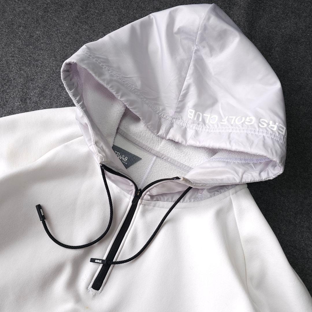 TFW49 異素材 ダンボールニット ハーフジッププルオーバーパーカー L 白