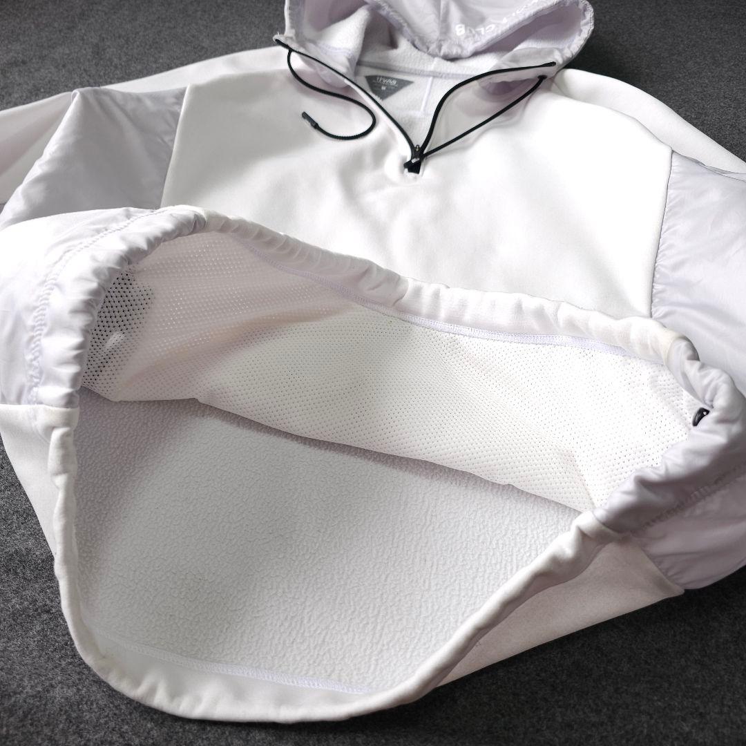 TFW49 異素材 ダンボールニット ハーフジッププルオーバーパーカー L 白