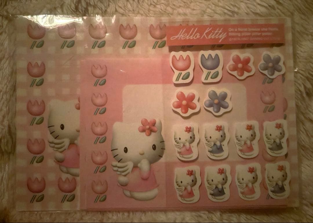 平成レトロ ハローキティチューリップレターセットシール付き 1999年頃当時物