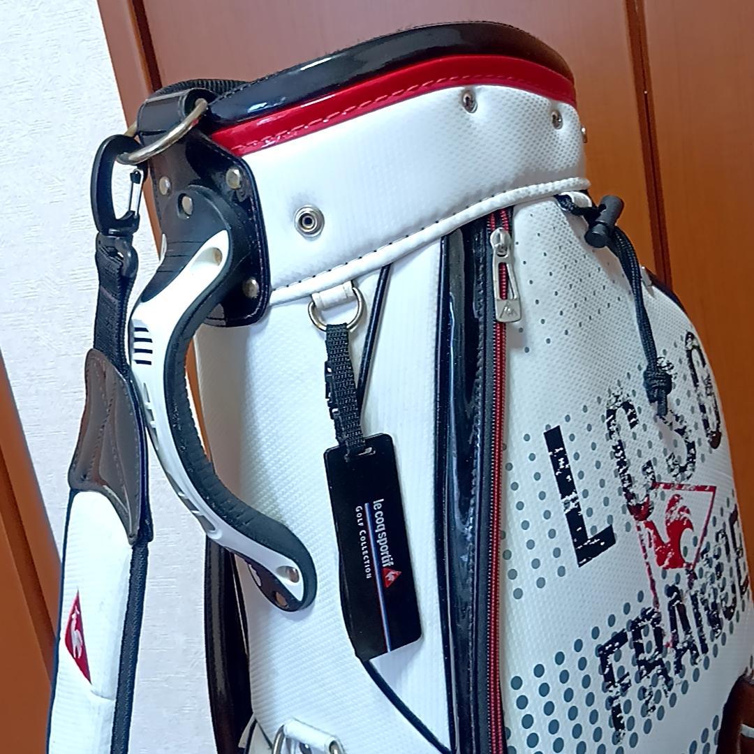 ルコック 軽量キャディバッグ 9型　QQBPJJ06 ビッグロゴ　ホワイト