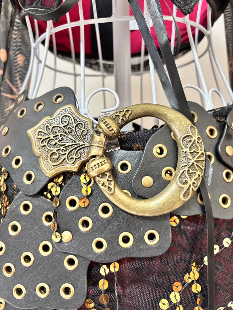 【新品】ベリーダンス衣装★パンツタイプ！ボルドー×ブラック×ゴールド★セット