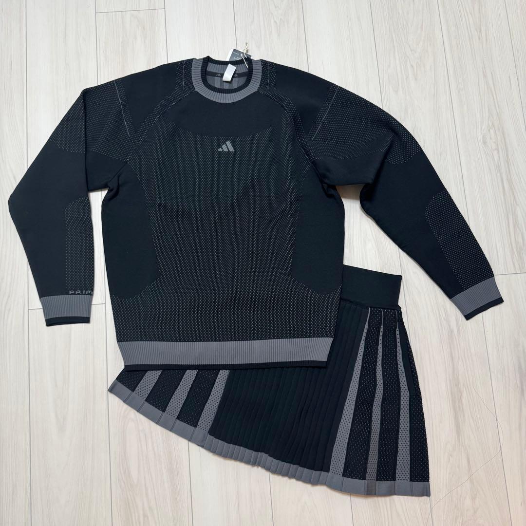 新品 アディダス セットアップ プライムニット プリーツスカート 秋冬 ブラック