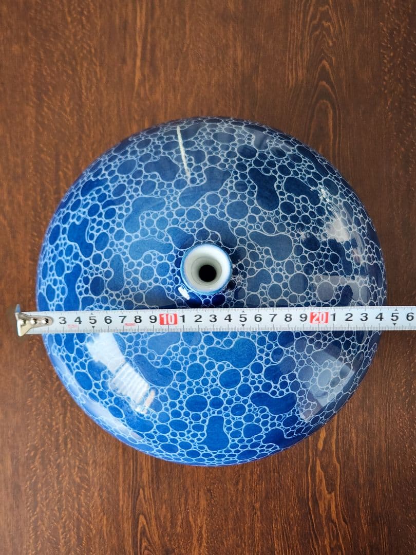 有田焼　松尾博之　博泉窯　墨はじき　花瓶 青　ろくろの名工　白磁　フラワーベース