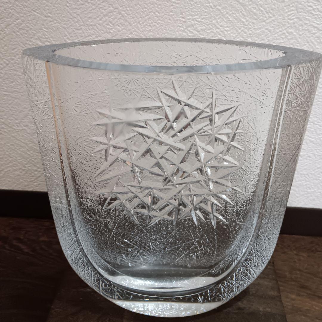 HOYAクリスタル フラワーベース 花瓶 佐々木文夫デザイン 高さ22cm希少