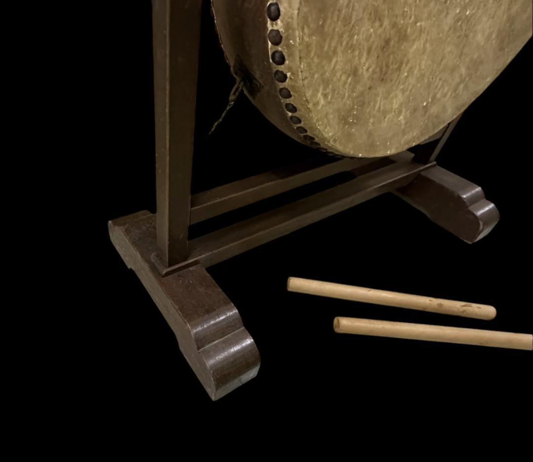 時代物 江戸期 和太鼓 吊り太鼓 太鼓 和楽器 寺社もの 骨董 古玩 バチつき