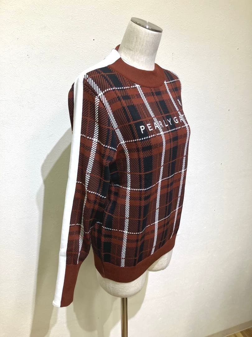 ☆美品☆PEARLY GATES チェック柄モックネックニットプルオーバー