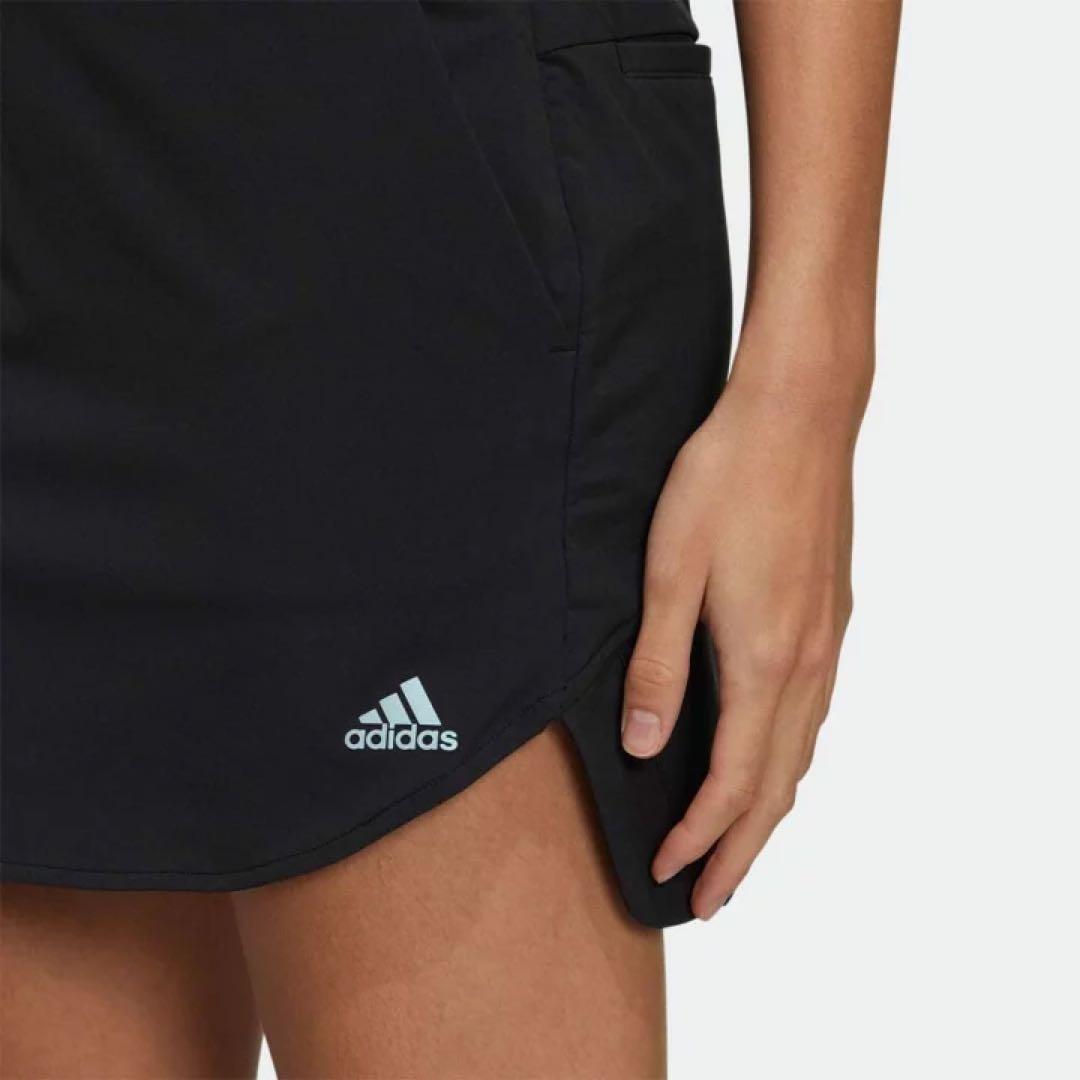 新品　Lサイズ　黒　アディダスゴルフ スリーストライプス サイドスリットスカート