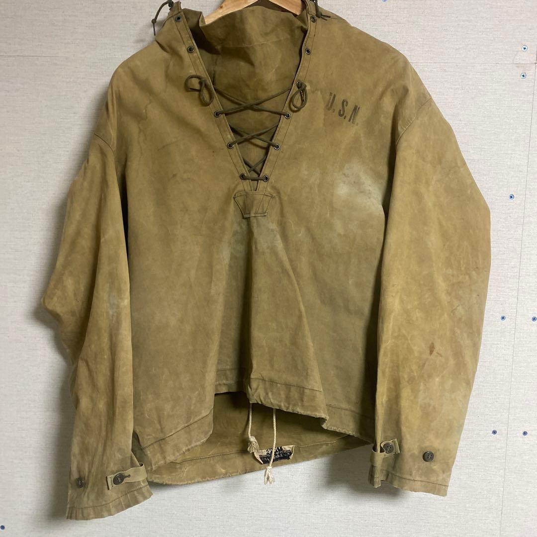 40s 50s 米軍　実物　USN N−2デッキ　レインパーカー