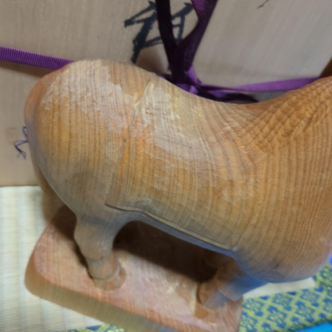 井波彫刻、土田信久造、馬の彫刻 木箱付き