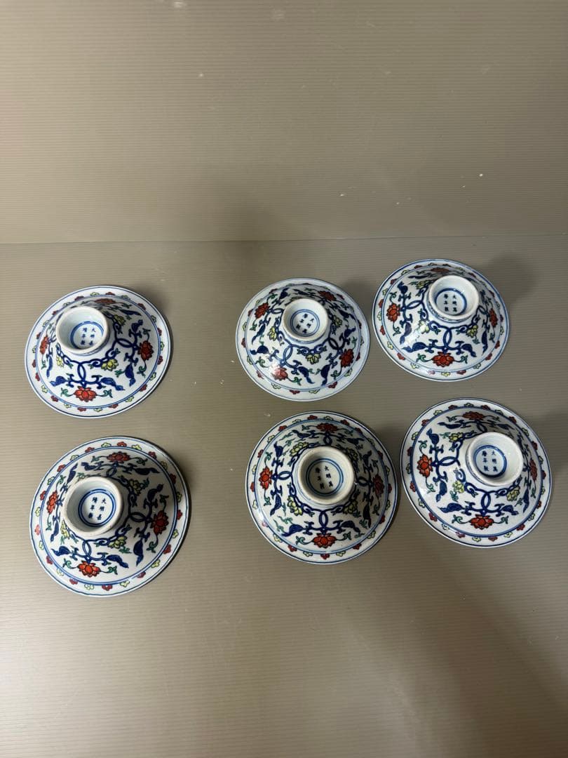 2368  中国骨董　大明萬暦年製銘4客　大明嘉靖年製銘2客　鯉文　鉢　合計6客