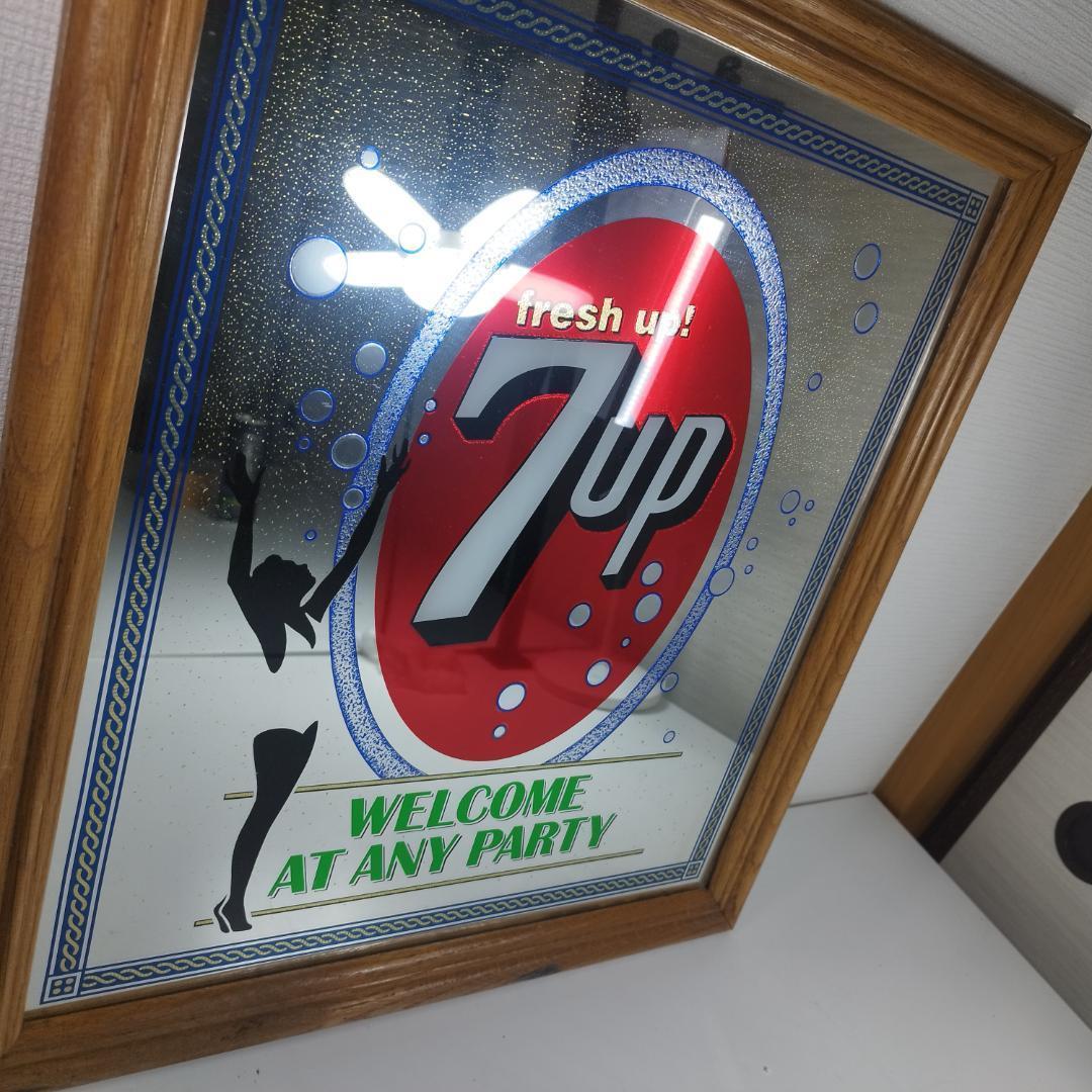 7up セブンアップ パブミラー 美品 看板 アドバタイジング 鏡 ビ IO64
