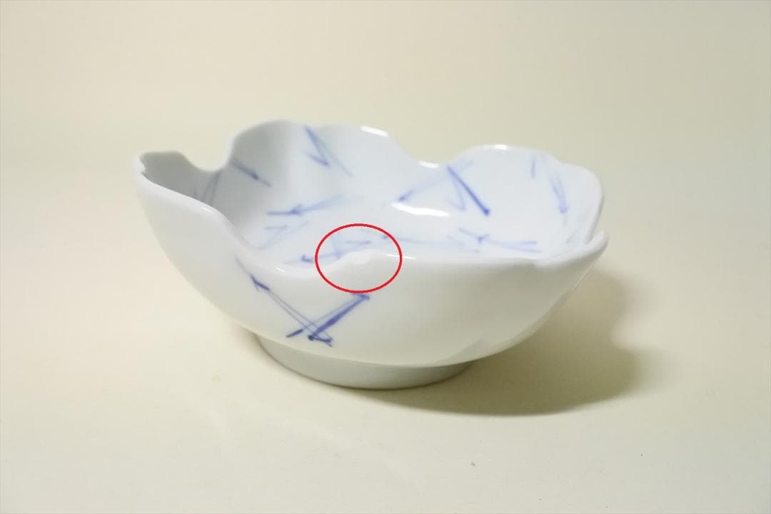 江戸末期～明治時代　伊万里　染付　折松葉　角　鉢　向付　５客組　骨董品　g