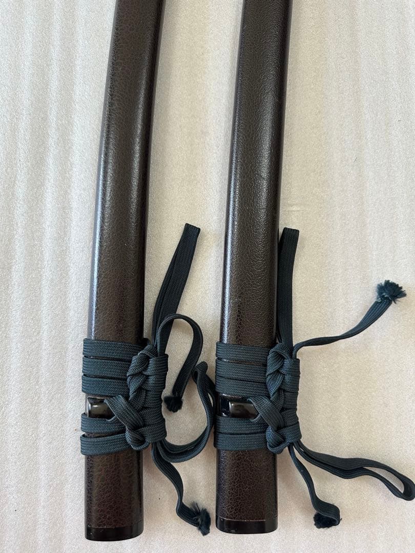模造刀 打刀 脇差 2点セット 黑茶鞘 鞘付き長さ約71/104cm 26A30