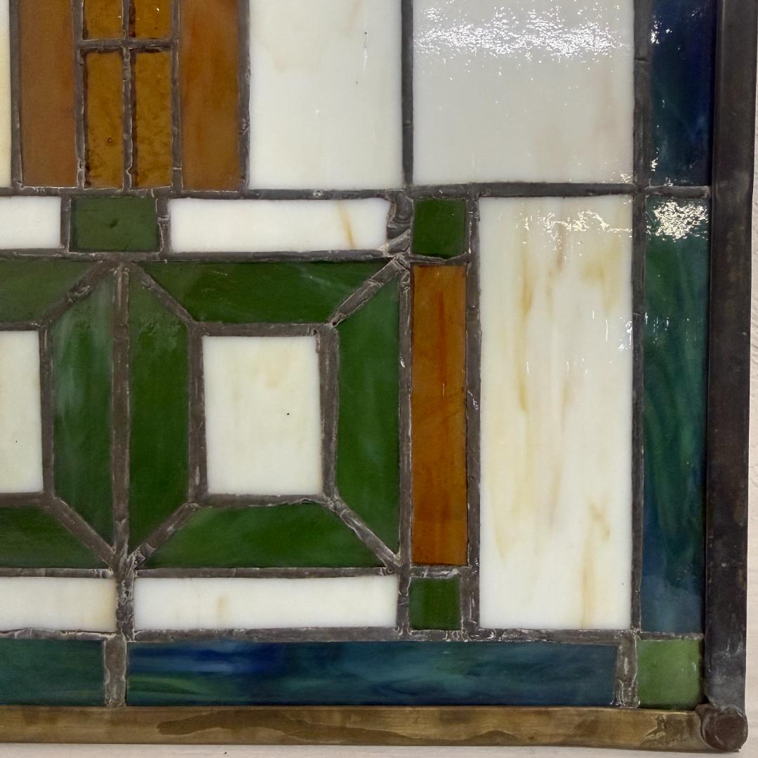 特大 62cm ステンドグラス パネル フランク・ロイド・ライト風 幾何学模様