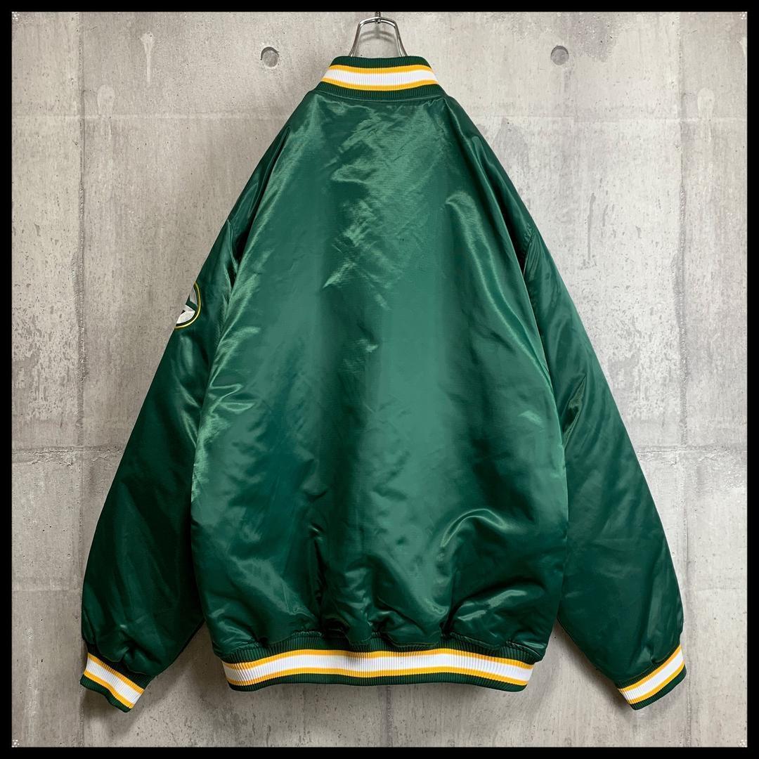 希少★NFL PACKERS ボタン式 スタジャン ボンバージャケット ロゴ刺繍