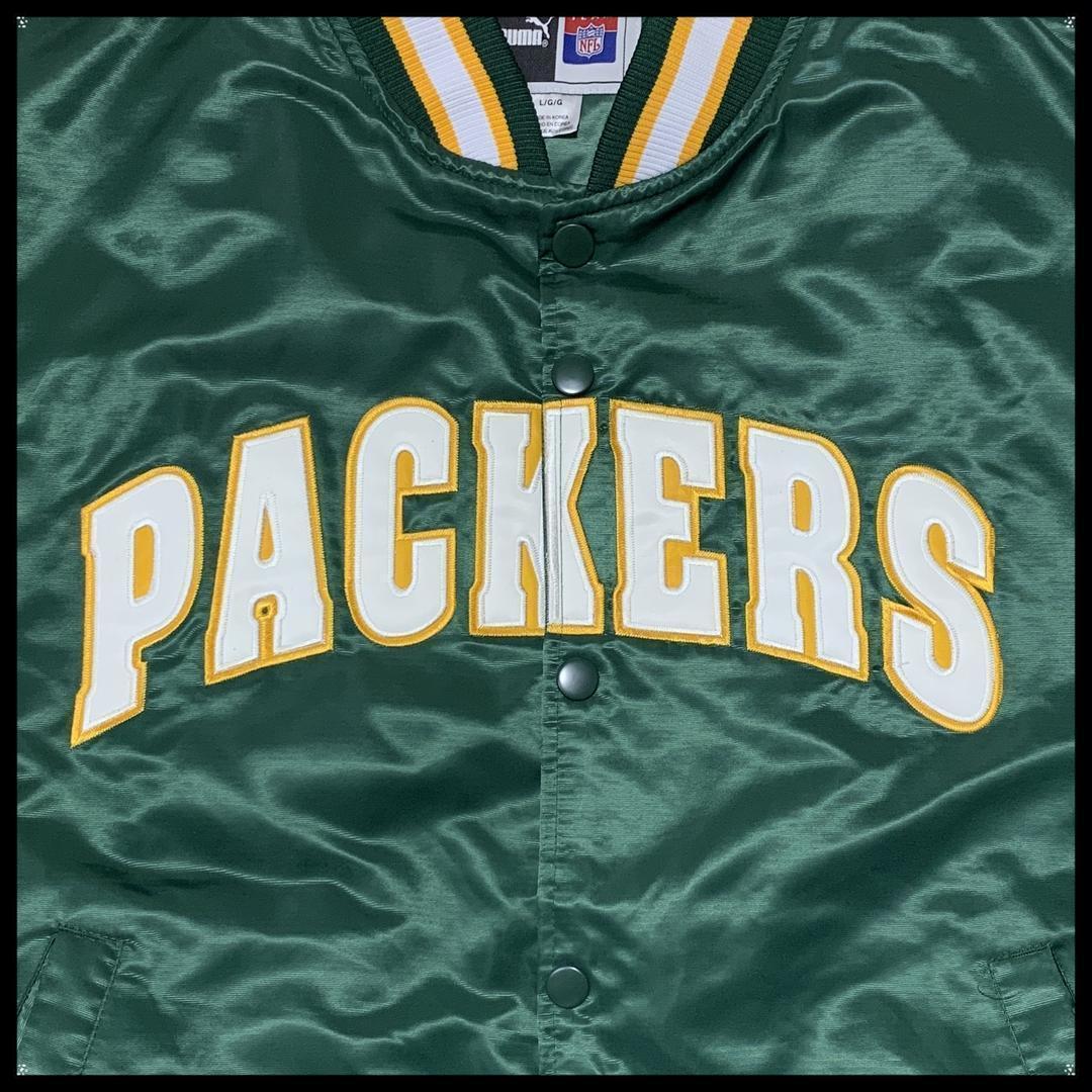 希少★NFL PACKERS ボタン式 スタジャン ボンバージャケット ロゴ刺繍