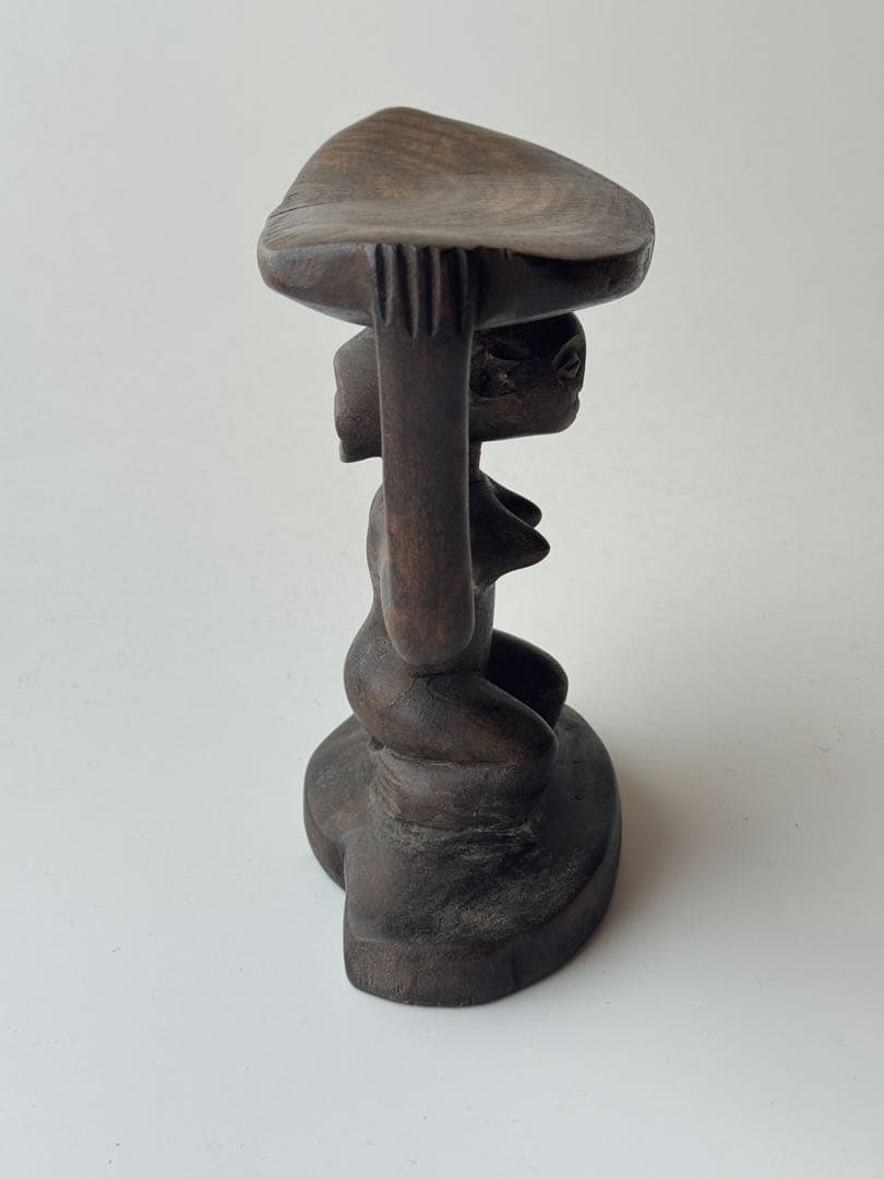 ヴィンテージ コンゴ ルバ族 ヘッドレスト 木製 女性像 セヌフォ