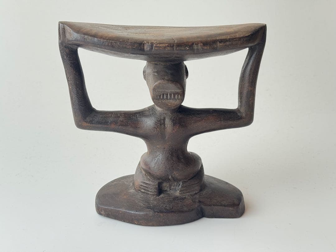 ヴィンテージ コンゴ ルバ族 ヘッドレスト 木製 女性像 セヌフォ