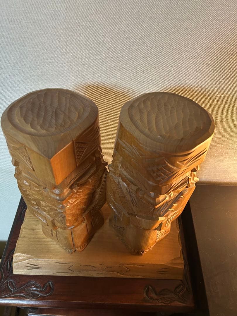 ビンテージ 木彫り ニポポ人形 夫婦 約40cm 幸福 家内安全　昭和レトロ希少