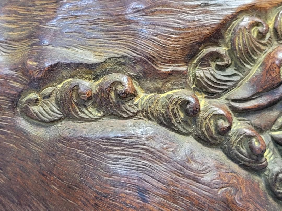 天然木造 神獣型 香炉 明清時代 幅約24.1cm