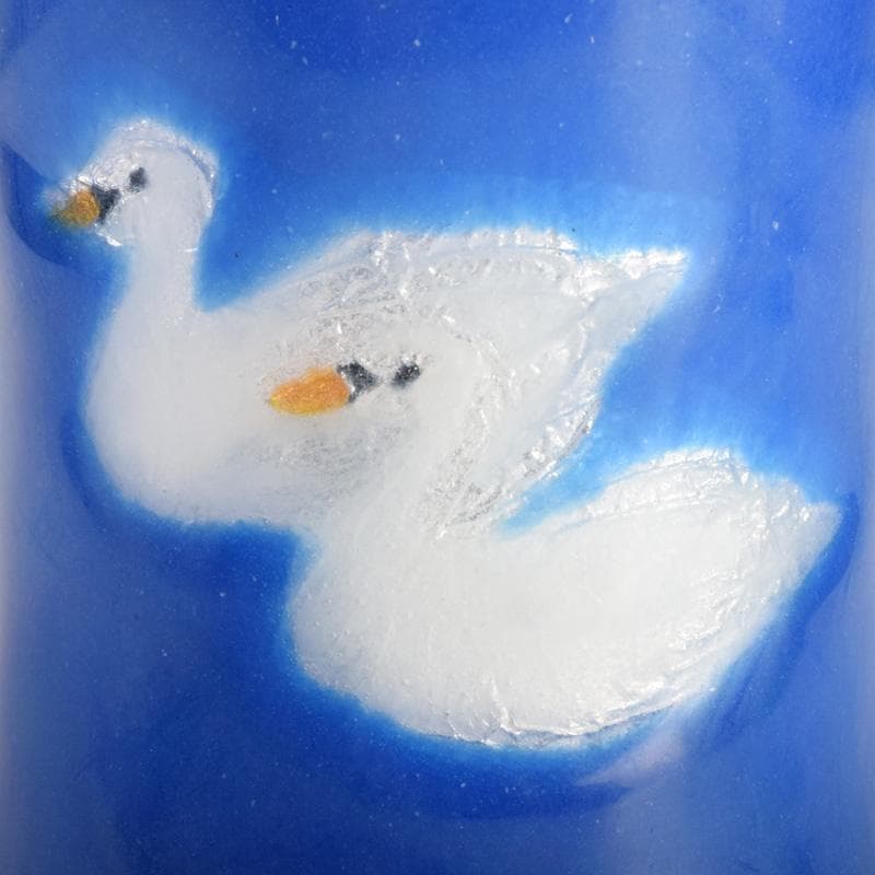 七宝焼　双鳥図　コップ　ビアグラス　2点　箱付　V　8278