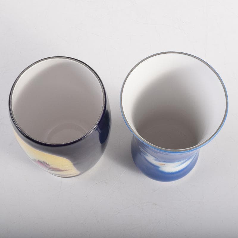 七宝焼　双鳥図　コップ　ビアグラス　2点　箱付　V　8278