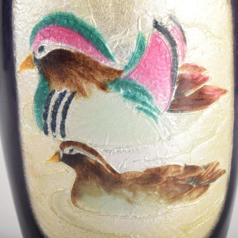 七宝焼　双鳥図　コップ　ビアグラス　2点　箱付　V　8278