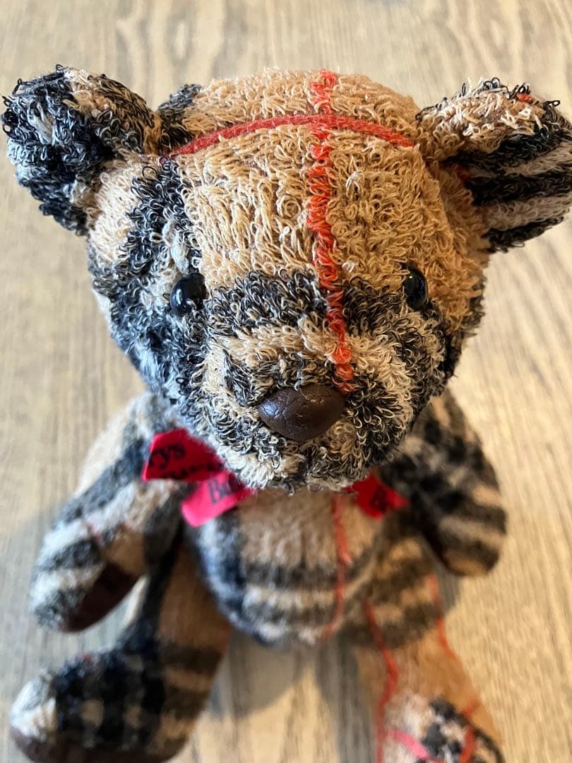 Burberrysチェック　テディベア パイル地 ぬいぐるみ