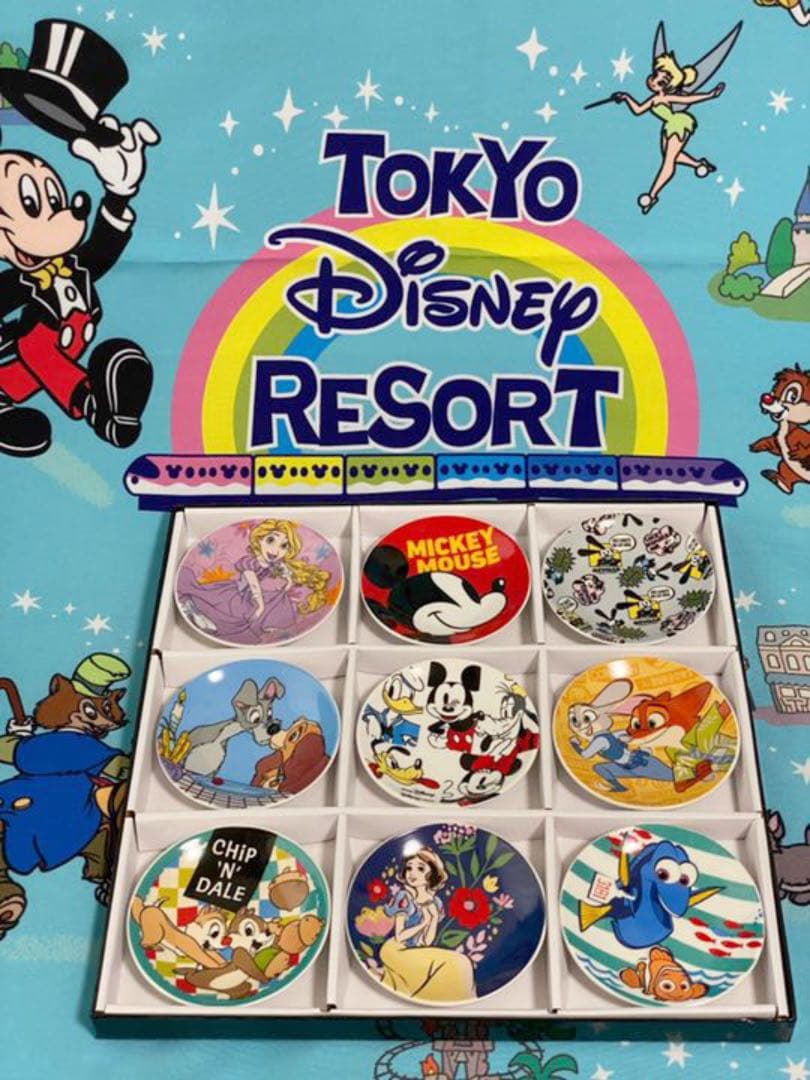 ショップディズニー☆オリジナル豆皿9枚セット 第1弾 (スペシャルボックス入り)