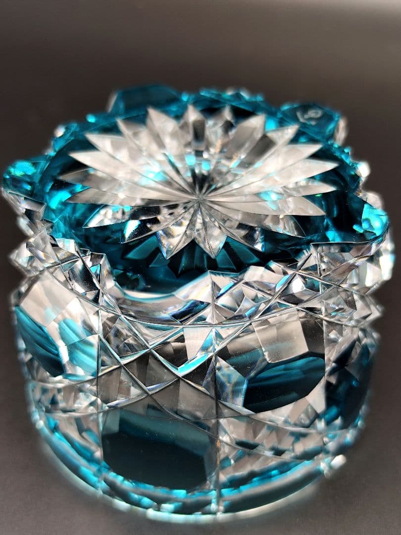 超希少品☆黒川昭男 江戸切子 棗 蓋物 茶道具 （切子、江戸切子、薩摩切子）