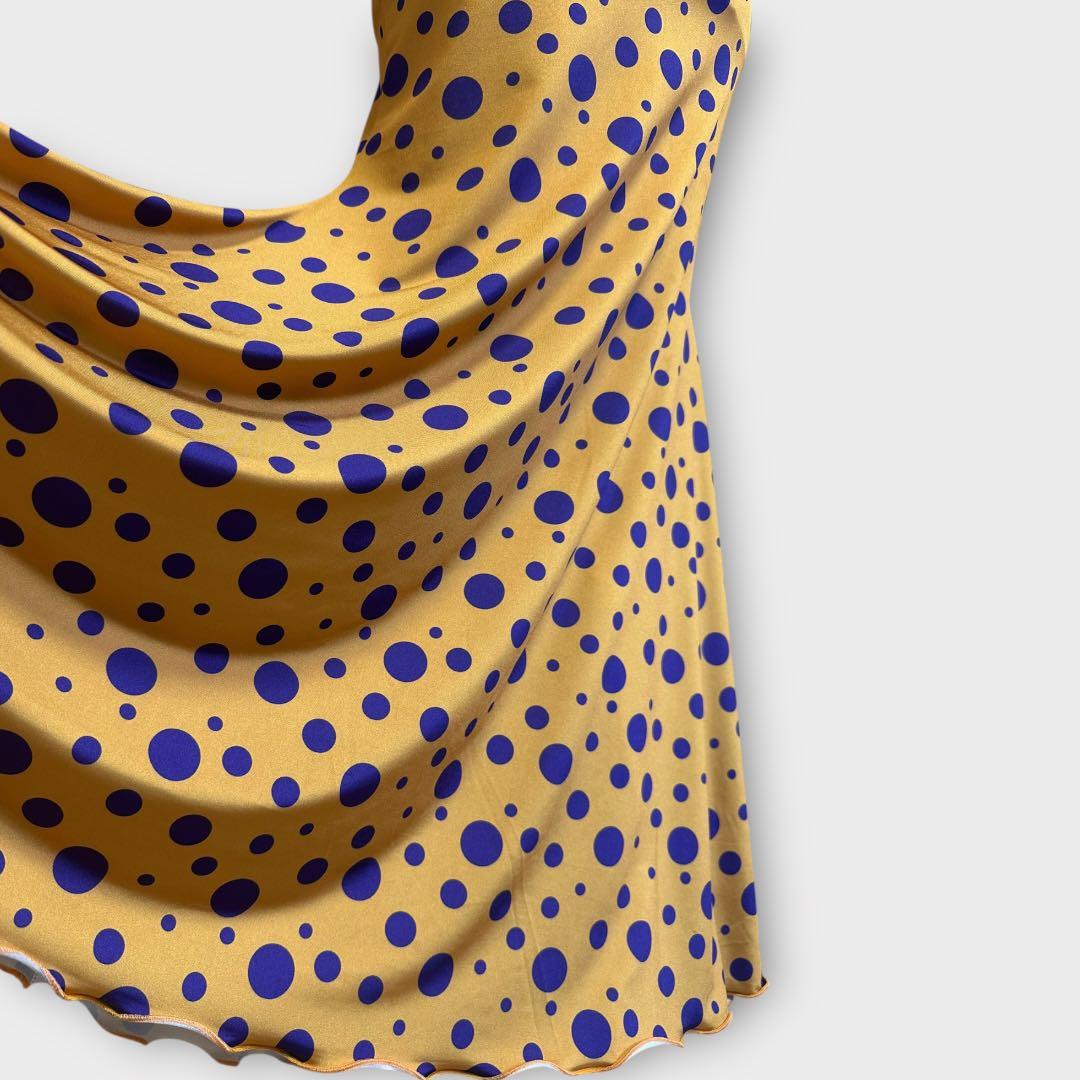 フラメンコファルダ　マーメイドライン　マスタード×紫水玉