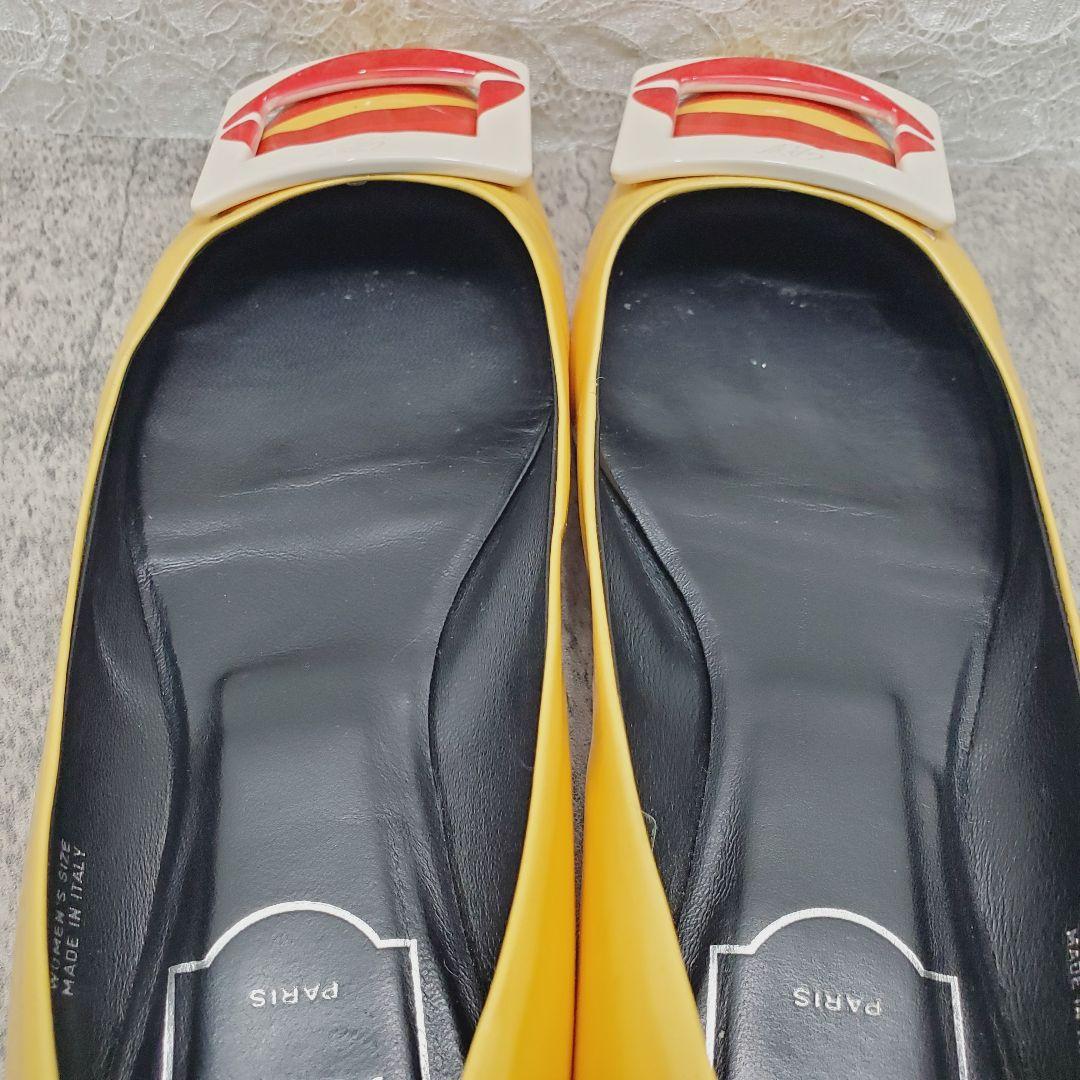 ✨ロジェヴィヴィエ✨リップモチーフ フラットシューズ 37 イエロー パテント