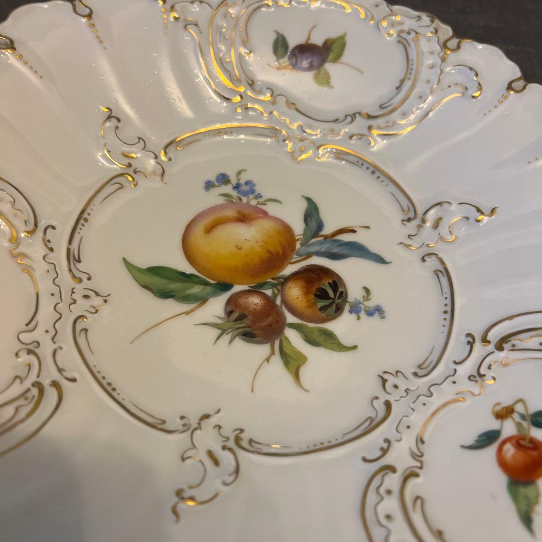 マイセン　フルーツ　フラワー　金彩　プレート