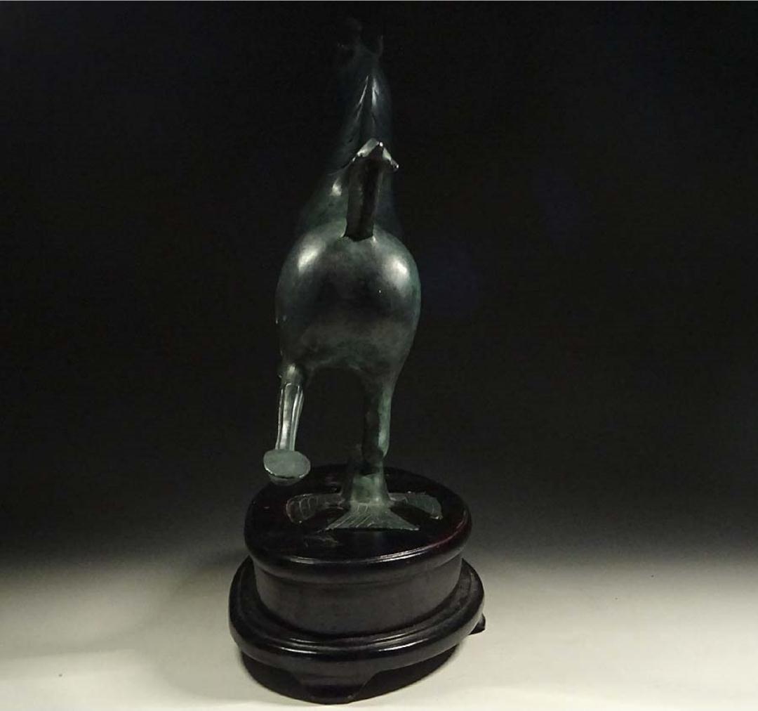 銅製 馬踏飛燕 馬の像 置物 台付き 幅約43cm c08299