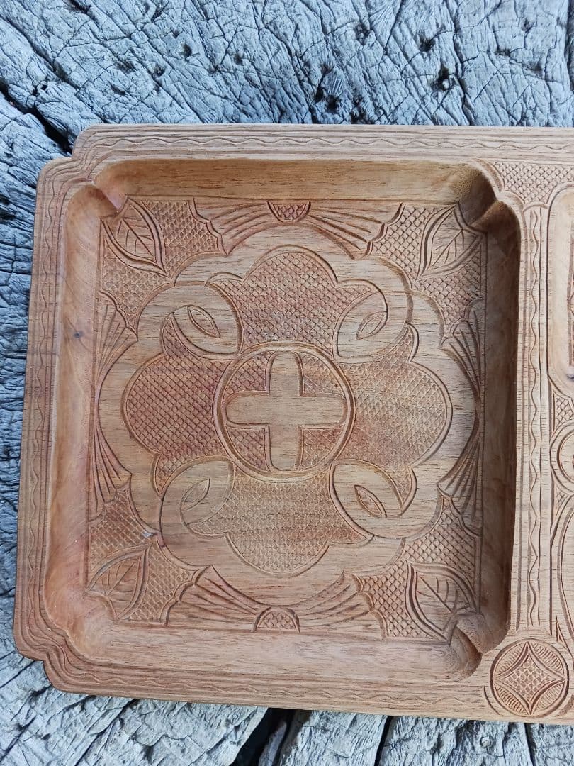 子持ち盆　イタ　アイヌ　縄文　文様　伝統工芸　御盆　アンティーク　食器　神代文字